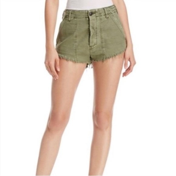 Free People Army Green Distressed Shorts - Picture 4 of 10